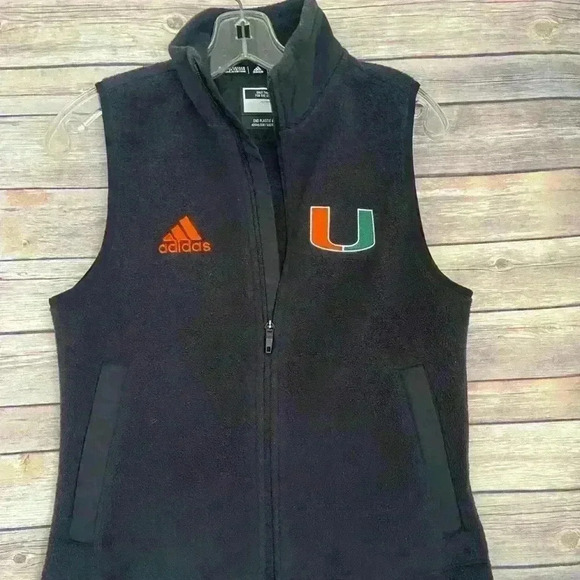 Women’s NCCA Adidas Miami Hurricanes The U Black Fleece Vest Size Small - Picture 1 of 7